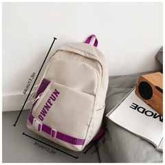 Letter Pattern Backpack Casual Travel Bag Preppy Style Backpack