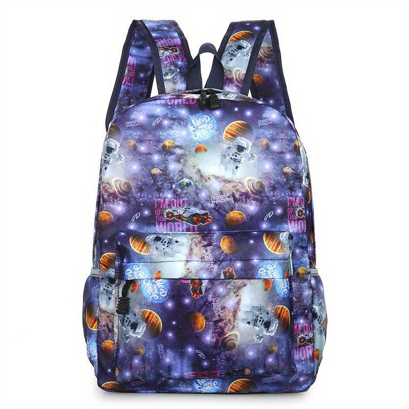 Print Backpack Double Shoulder Bag High School Junior High School School Bag