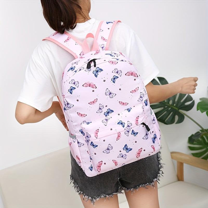 Print Backpack Double Shoulder Bag High School Junior High School School Bag