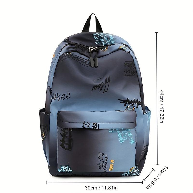 Letter Pattern Backpack Causal Gradient Large Capacity Student Schoolbag
