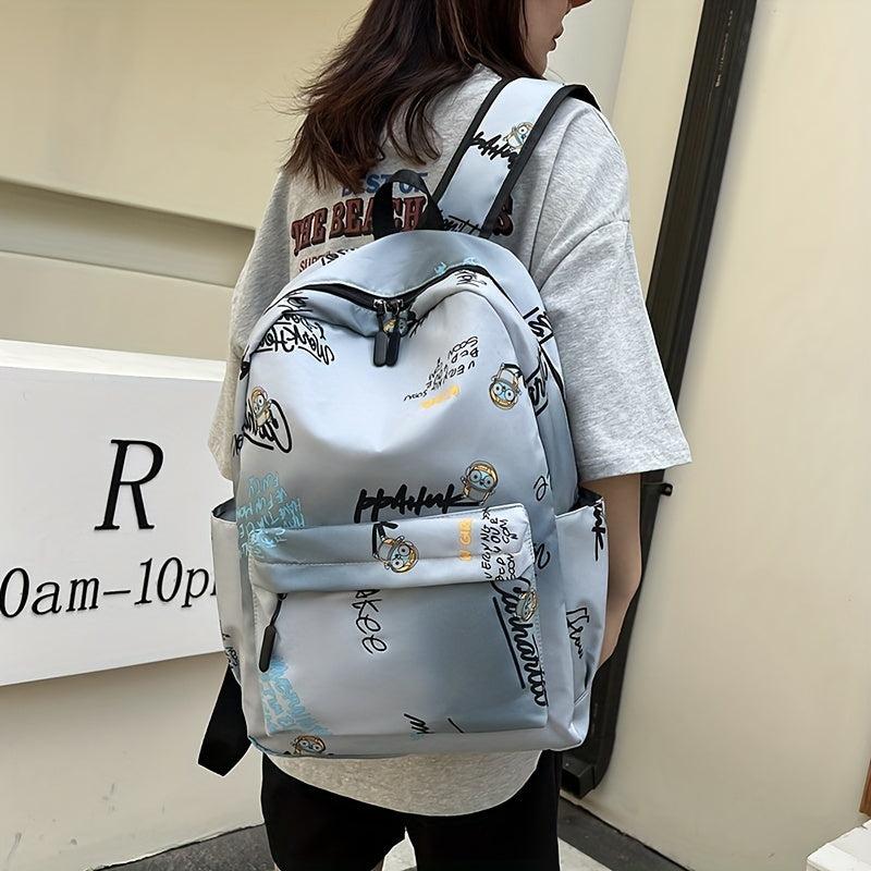 Letter Pattern Backpack Causal Gradient Large Capacity Student Schoolbag