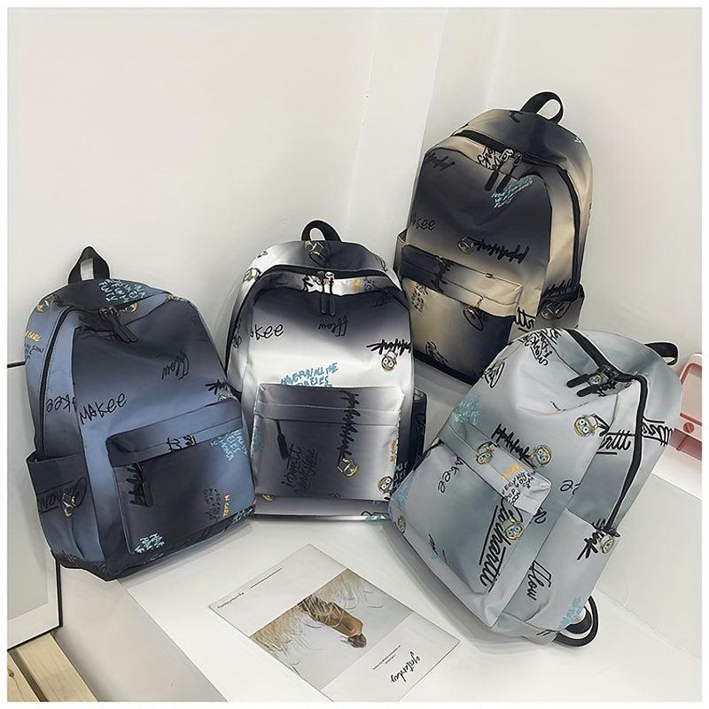 Letter Pattern Backpack Causal Gradient Large Capacity Student Schoolbag