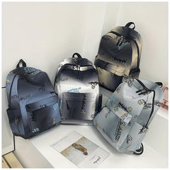Letter Pattern Backpack Causal Gradient Large Capacity Student Schoolbag