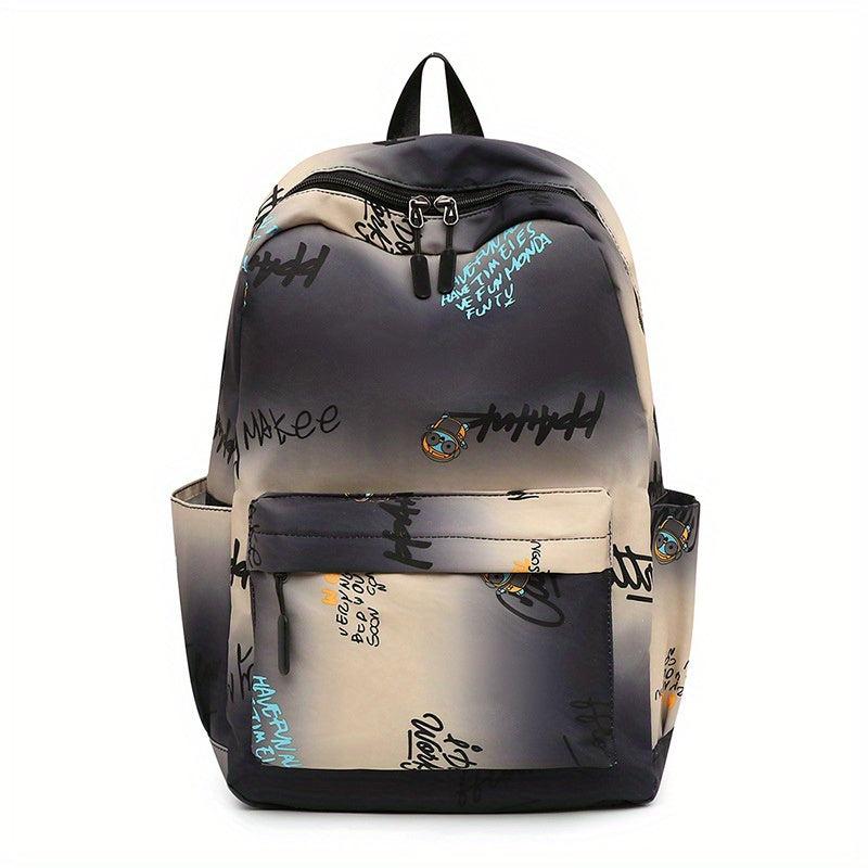 Letter Pattern Backpack Causal Gradient Large Capacity Student Schoolbag