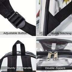 Transparent PVC Backpack for School Work Sports Travel