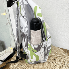 Graffiti Printed Backpack Double Shoulder Bag Personalized Print Nylon Schoolbag