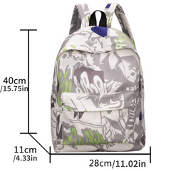 Graffiti Printed Backpack Double Shoulder Bag Personalized Print Nylon Schoolbag