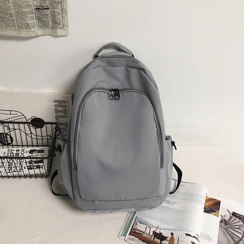 Large Capacity Solid Student Schoolbag Couple Backpack