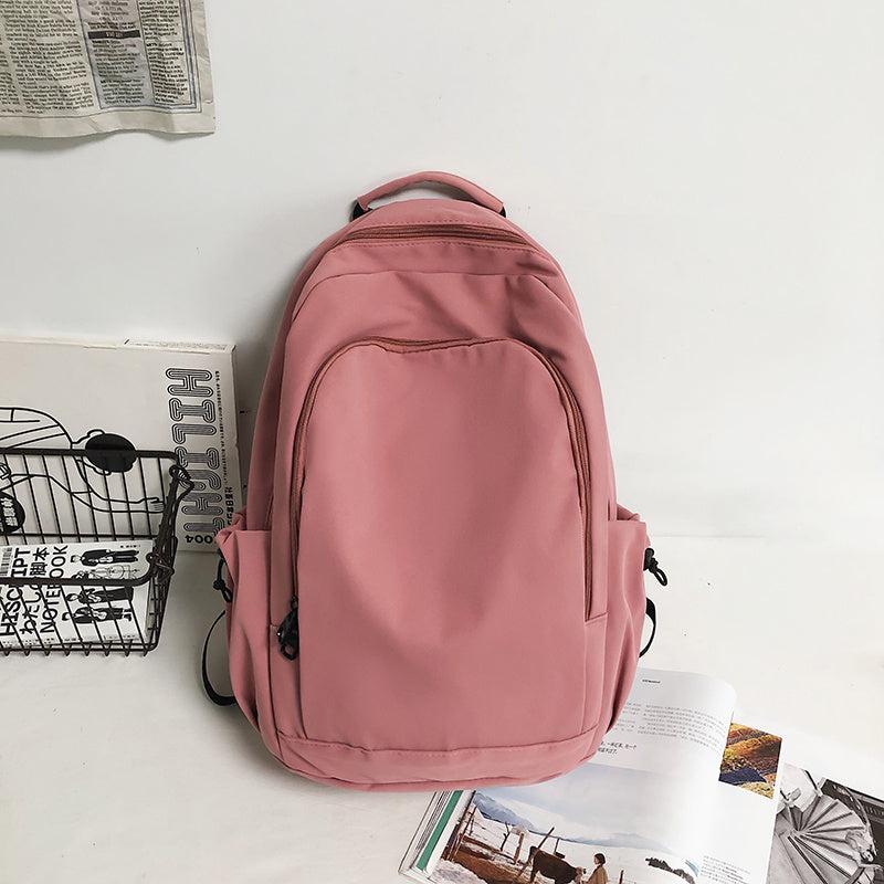 Large Capacity Solid Student Schoolbag Couple Backpack
