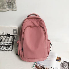 Large Capacity Solid Student Schoolbag Couple Backpack