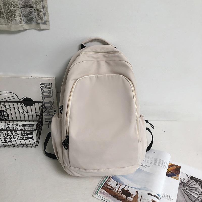 Large Capacity Solid Student Schoolbag Couple Backpack
