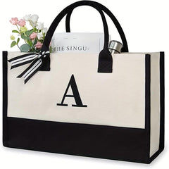 Personalized Beach Bag Letter Canvas Tote