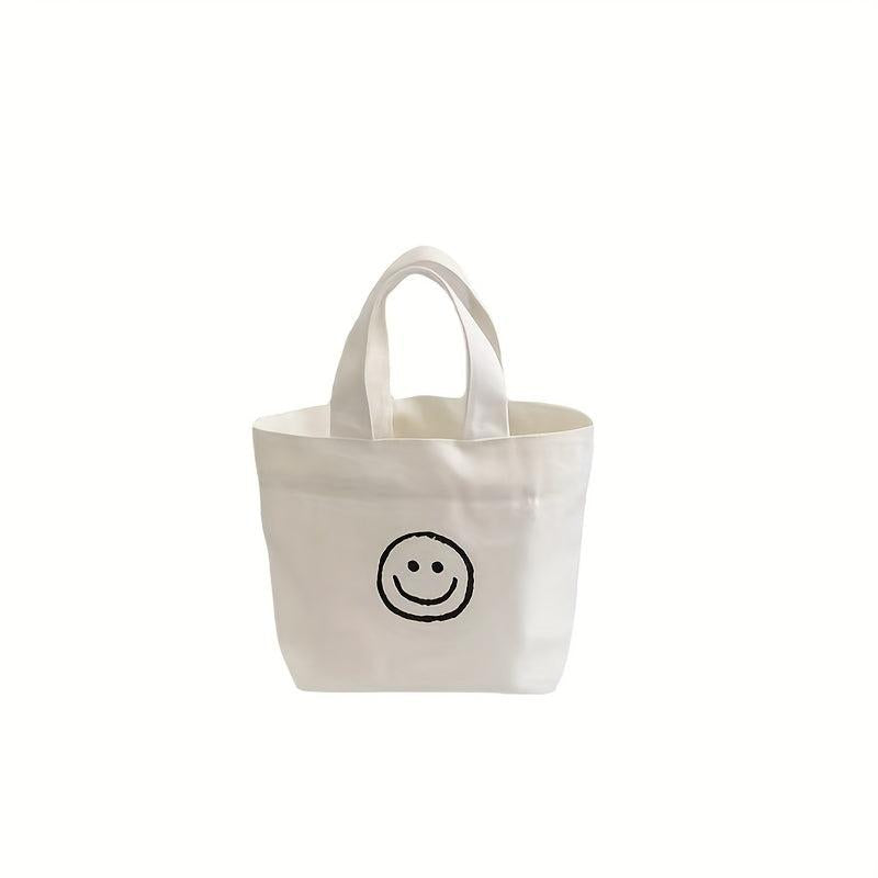 Canvas Happy Face Tote Bag Mini Handbag Bento Bag