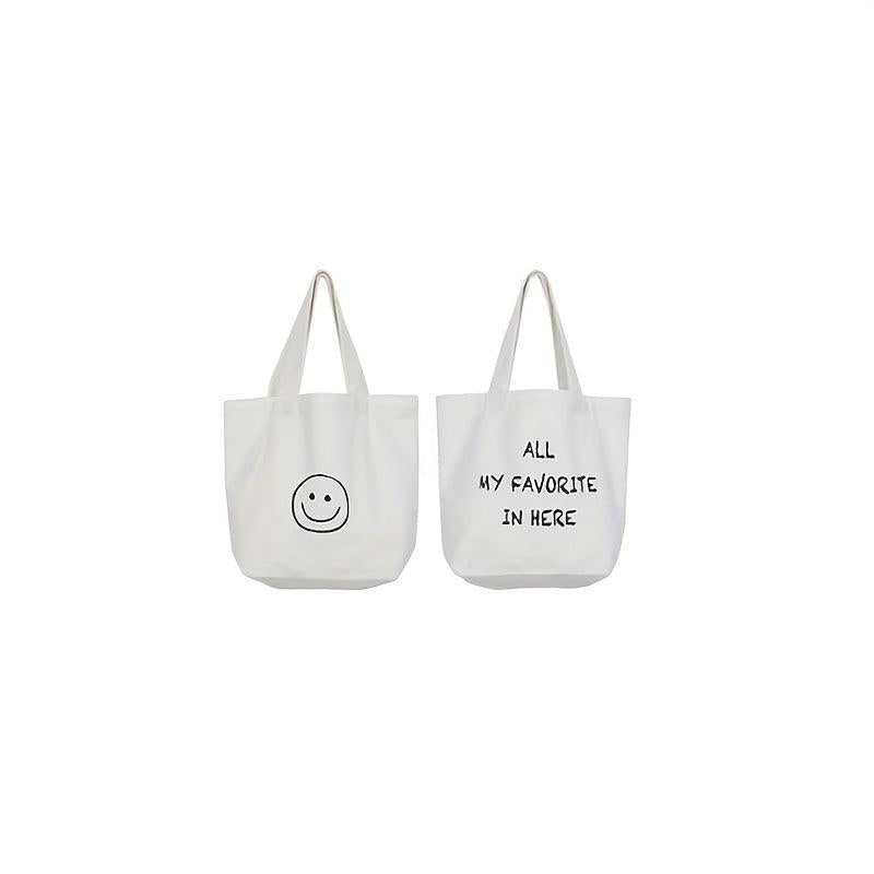 Canvas Happy Face Tote Bag Mini Handbag Bento Bag