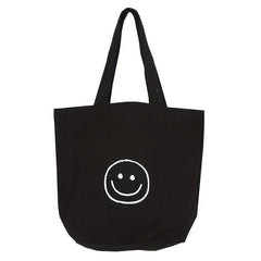Smiling Face Canvas Mini Bag Handbag for Picnics