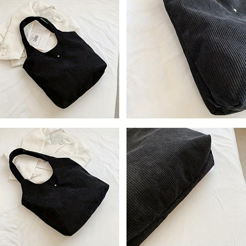 Corduroy Shoulder Bag Tote Large Capacity Casual Shopping Bag