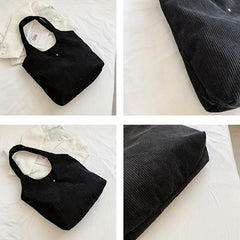 Corduroy Shoulder Bag Tote Large Capacity Casual Shopping Bag