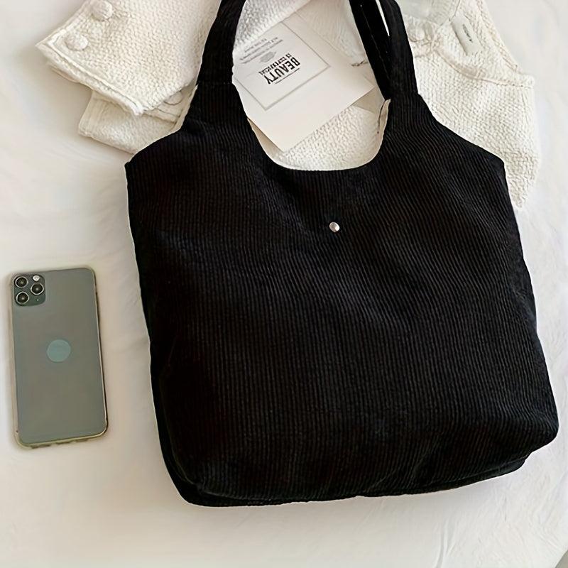 Corduroy Shoulder Bag Tote Large Capacity Casual Shopping Bag