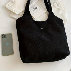 Corduroy Shoulder Bag Tote Large Capacity Casual Shopping Bag