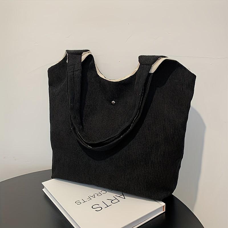 Corduroy Shoulder Bag Tote Large Capacity Casual Shopping Bag