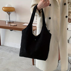 Corduroy Shoulder Bag Tote Large Capacity Casual Shopping Bag