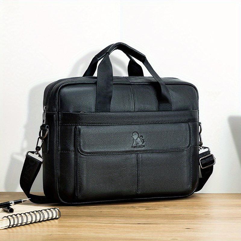 Leather Business Briefcase Messenger Bag for Men Travel Work Computer Bag