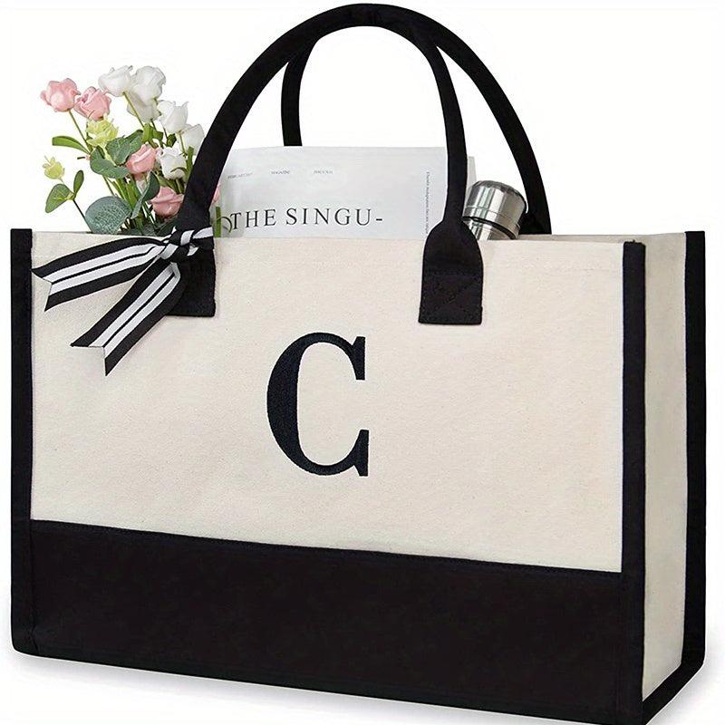 Canvas Beach Bag Letter Tote Bag Tote Lunch Bag Birthday