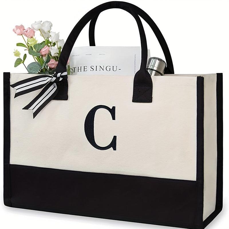 Canvas Beach Bag Letter Tote Bag Tote Lunch Bag Birthday