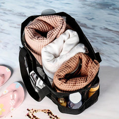 Hollow Mesh Beach Bag Shoulder Bag Tote Travel Toiletry Bag