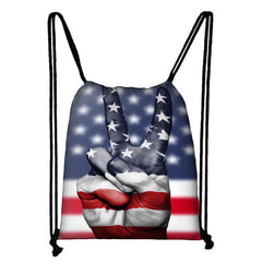 National Day's Gift Bag American Flag Drawstring Backpack
