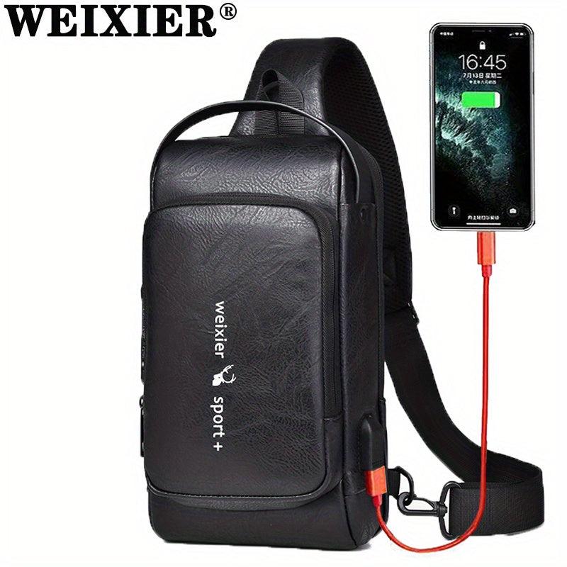 WEIXIER Men's Shoulder Messenger Bag with USB Charging Port