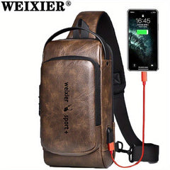 WEIXIER Men's Shoulder Messenger Bag with USB Charging Port