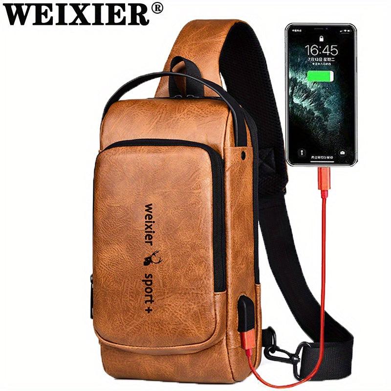 WEIXIER Men's Shoulder Messenger Bag with USB Charging Port