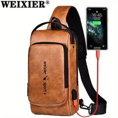 WEIXIER Men's Shoulder Messenger Bag with USB Charging Port