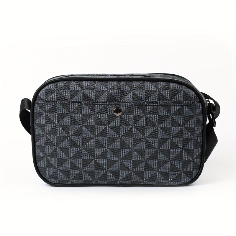 Men's Vintage Checkered Crossbody Bag