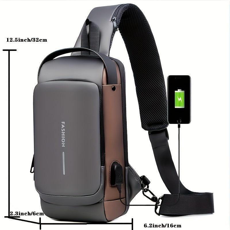Casual Chest Bag with USB Charging Port and Password Lock