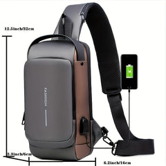 Casual Chest Bag with USB Charging Port and Password Lock