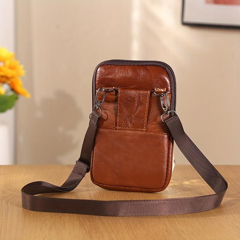 Men's Waist Bag With Shoulder Strap Large Capacity Zipper Coin Purse Portable
