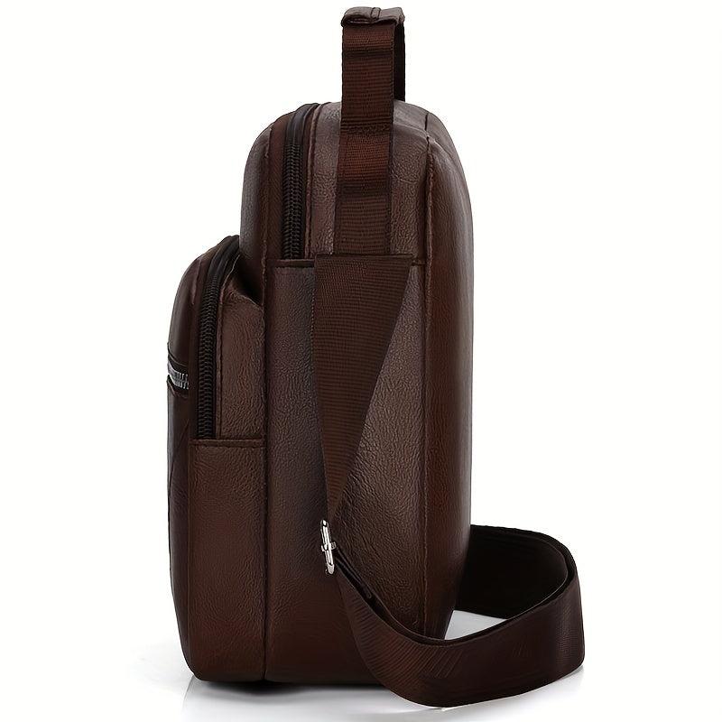 Men's PU Leather Shoulder Bag Travel Business Waterproof Backpack
