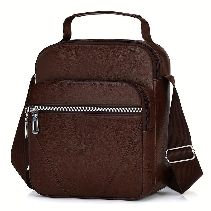 Men's PU Leather Shoulder Bag Travel Business Waterproof Backpack