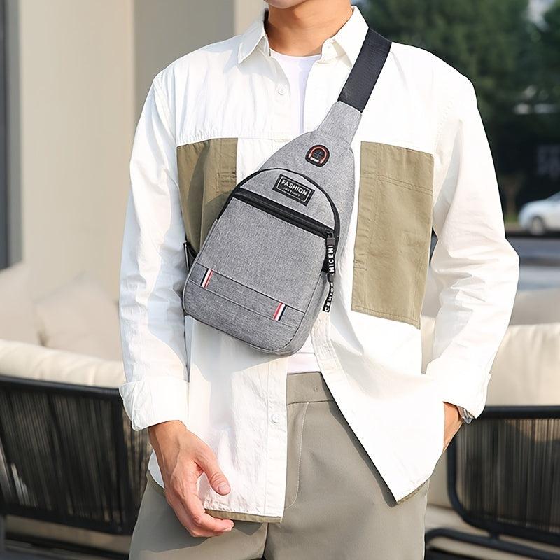 Men's Chest Bag Men's Shoulder Bag Casual Sports USB Small Backpack