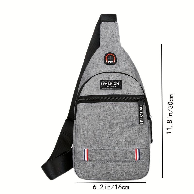 Men's Chest Bag Men's Shoulder Bag Casual Sports USB Small Backpack