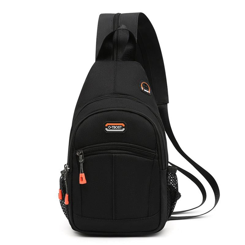 Colorblock Sling Bag Zipper Chest Outdoor Sports Storage Bag