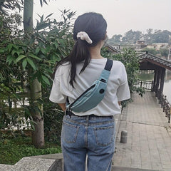 Women's Canvas Crossbody Bag with Earphone Hole