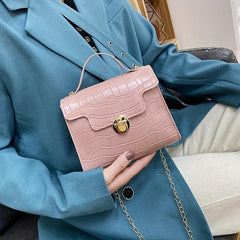 Minimalist Crocodile Embossed Square Shoulder Chain Bag