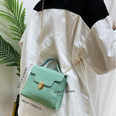 Minimalist Crocodile Embossed Square Shoulder Chain Bag