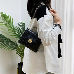 Minimalist Crocodile Embossed Square Shoulder Chain Bag