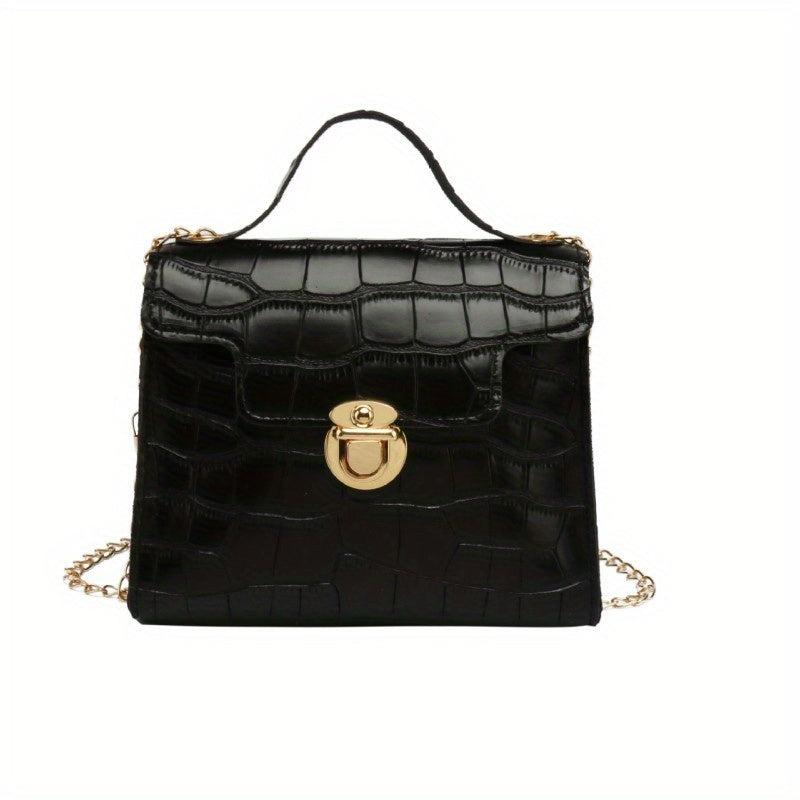 Minimalist Crocodile Embossed Square Shoulder Chain Bag