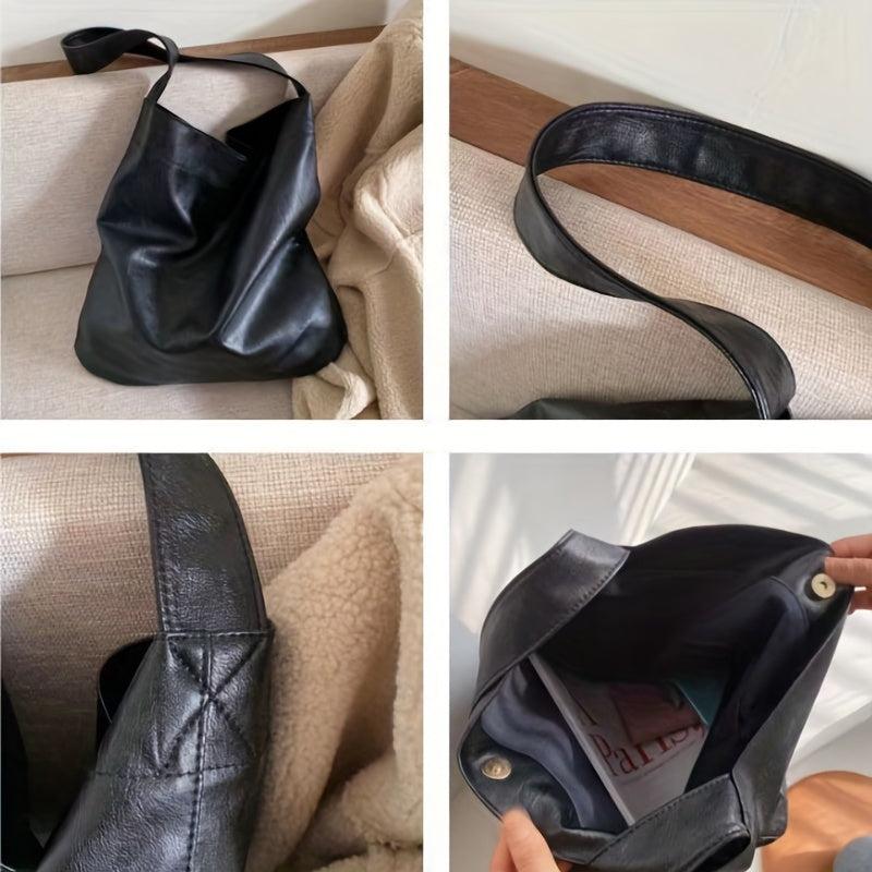 Soft Leather Shoulder Bag Large Capacity Travel Shopping Bag