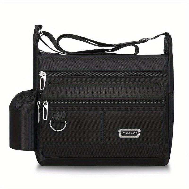 Men's Large Capacity Shoulder Bag with Water Bottle Pocket